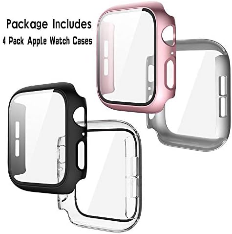 Botomall [4 Pack] מגן מסך התואם לסדרה של Apple Watch Series 6/5/4/SE HD זכוכית מחוסמת כיסוי מלא כיסוי שומר קליל